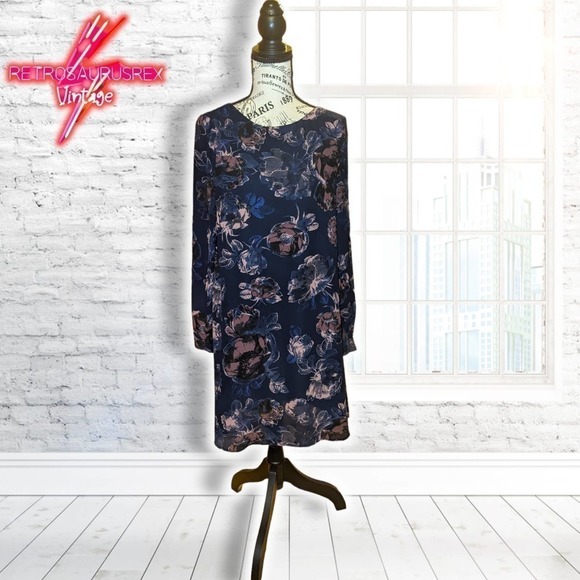 LILA Rose Floral Long Sleeve Chiffon Sheath Dress - Picture 7 of 7
